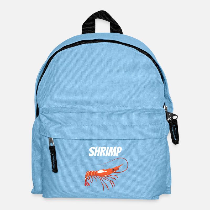 Fette Garnelenillustration mit SHRIMP Text Garnelen - Kinder Rucksack - Hellblau