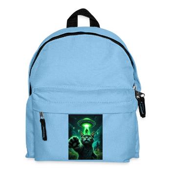 Neonkatze und UFO Rettung - Kinder Rucksack - Hellblau - Vorne