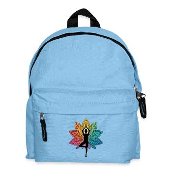 Yoga Baumhaltung Silhouette mit Lotus Chakra - Kinder Rucksack - Hellblau - Vorne