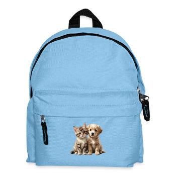 Katzenhund-Duo Kuschelmotiv - Kinder Rucksack - Hellblau - Vorne