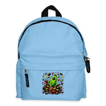 Grüne Rakete im Schoko-Universum - Kinder Rucksack - Hellblau - Vorne