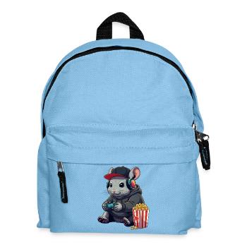 Chinchilla-Gamer mit Popcorn - Kinder Rucksack - Hellblau - Vorne