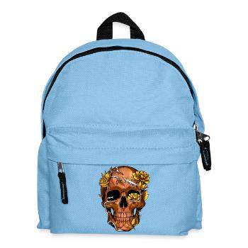Goldener Stacheldraht-Blumenschädel - Kinder Rucksack - Hellblau - Vorne