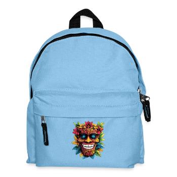 Tiki Mask with Floral Wreath - Kids' Backpack - light blue - Front
