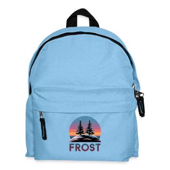  Frost Winterwald Retro Sonnenuntergang mit Tannen - Kinder Rucksack - Hellblau - Vorne