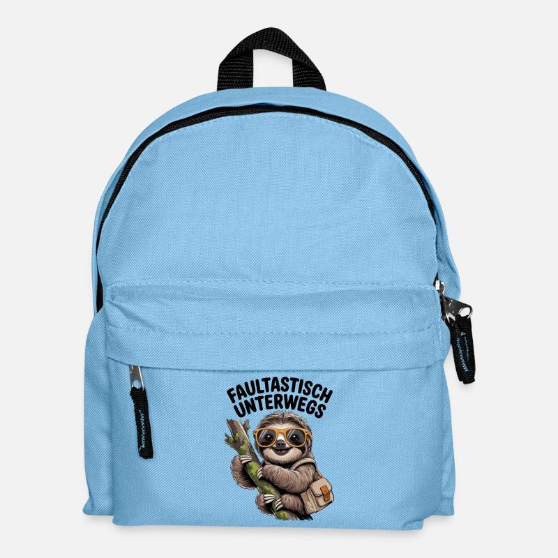 Faultier Design – Faultastisch unterwegs - Kinder Rucksack - Hellblau