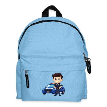Polizeiheld Karikatur - Kinder Rucksack - Hellblau - Vorne