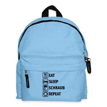Eat Sleep Schraub Repeat - Schrauber Mechaniker - Kinder Rucksack - Hellblau - Vorne