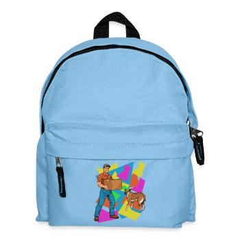 Delivery fun with dog – Neon Geometry - Kids' Backpack - light blue - Front