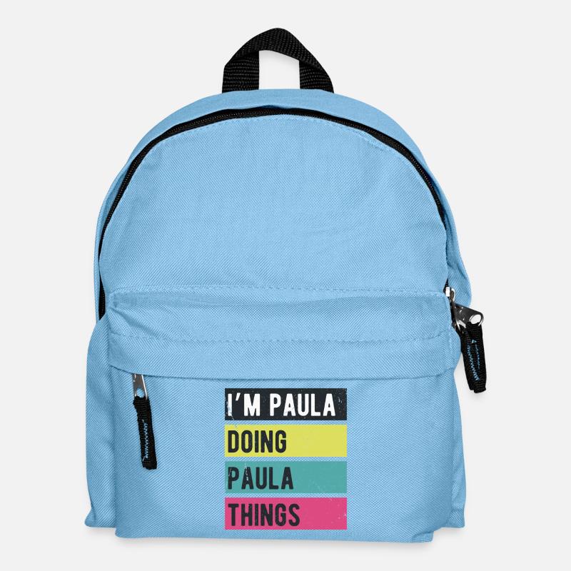 Ich bin Paula und mache Paula Dinge Retrofarben - Kinder Rucksack - Hellblau