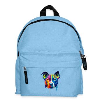 Colorful Pitbull Dog Face Paint Splatter Art - Kids' Backpack - light blue - Front