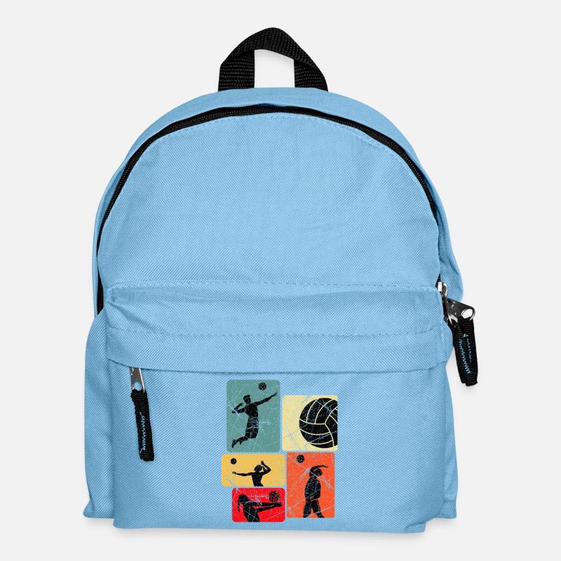 Volleyball Silhouetten Farbblöcke - Kinder Rucksack - Hellblau