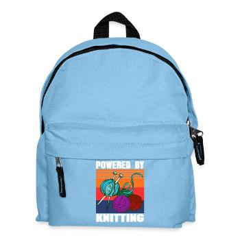 Powered by Knitting Retro Yarn Pride Look - Kinder Rucksack - Hellblau - Vorne