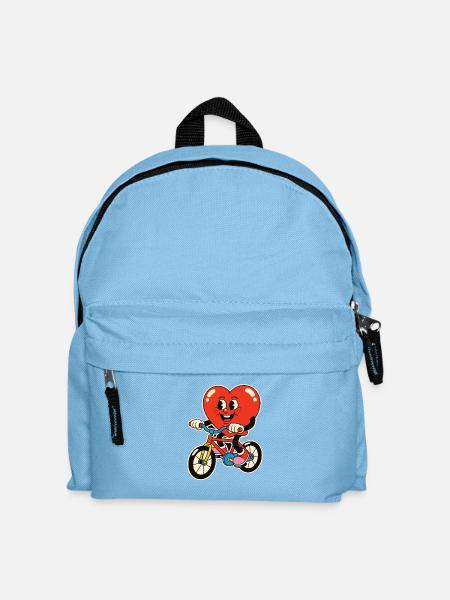 Herz auf Fahrrad Cartoon - Kinder Rucksack - Hellblau