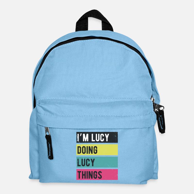 Ich bin Lucy, mache Lucy-Dinge Retrofarben - Kinder Rucksack - Hellblau