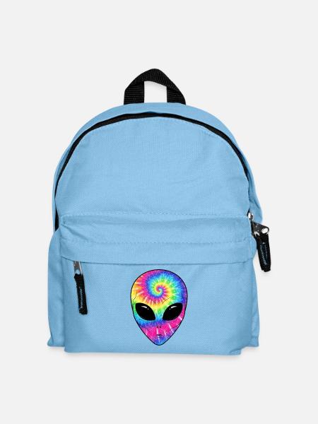 Psychedelic TieDye Alien Face - Kids' Backpack - light blue