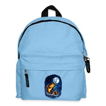 Nachtangeln unter Vollmond – Fisch am Haken - Kinder Rucksack - Hellblau - Vorne