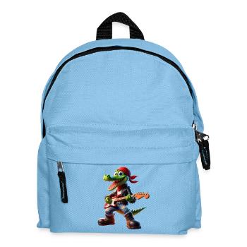 Kroko-Rocker mit Gitarre - Kinder Rucksack - Hellblau - Vorne