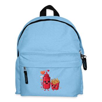 French Fries And Ketchup Love Funny Cartoon Food - Kids' Backpack - light blue - Front