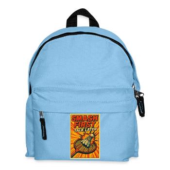 Smash First Talk Later | Badminton Smash - Kids' Backpack - light blue - Front