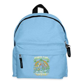 Horse girl with rainbow luck - Kids' Backpack - light blue - Front