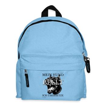 Mein Hund bellt Ich übersetze – Lustiges Outfit - Kinder Rucksack - Hellblau - Vorne