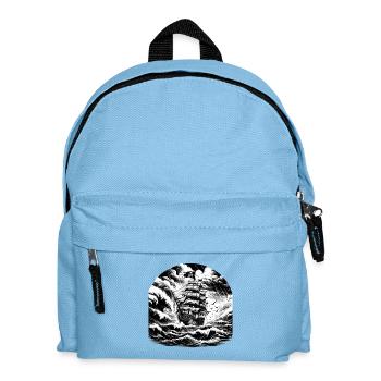 Storm Sea Pirate Ship Engraving - Kids' Backpack - light blue - Front