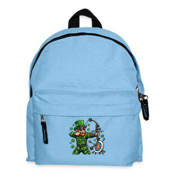  St Patricks Day Archery Leprechaun Bow Hunter - Kids' Backpack - light blue - Front