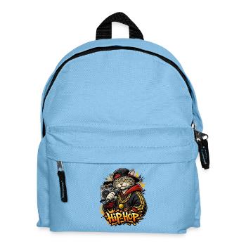 HipHop Katze mit Mikro - Kinder Rucksack - Hellblau - Vorne