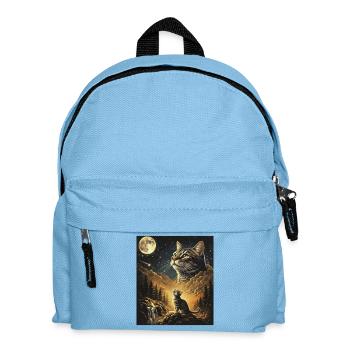 Mond Katze über Wolkenwald Katze heult Mond an - Kinder Rucksack - Hellblau - Vorne