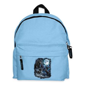TROIS chevaux sauvages avec des motifs de faune lunaire - Sac à dos Enfant - bleu clair - Devant