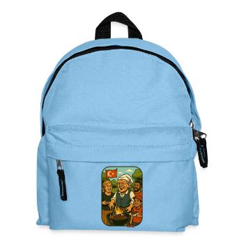 German Michel and Turkish Family Barbecue Scene - Kids' Backpack - light blue - Front