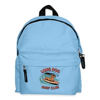 Dackel surft auf einem Board – im Retro-Surf-Stil - Kinder Rucksack - Hellblau - Vorne