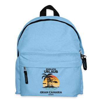 Gran Canaria Urlaub 2026 Kanaren Reise Outfit - Kinder Rucksack - Hellblau - Vorne