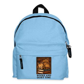 Cat's Rest: Reading Time on Books - Kids' Backpack - light blue - Front