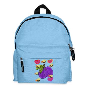 Pflaume  Pflaumen mit Bienchen-Herzen - Kinder Rucksack - Hellblau - Vorne
