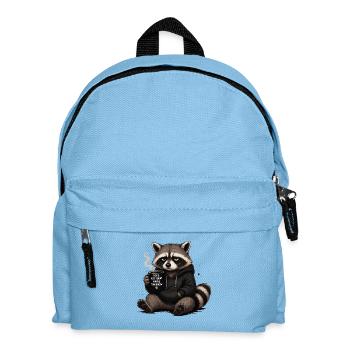 Waschbär Hoodie Kaffee-Motto - Kinder Rucksack - Hellblau - Vorne