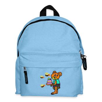 Bear with birthday cake children - Kids' Backpack - light blue - Front