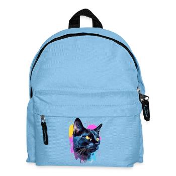 Bunte Bombay-Katzengesicht-Splash-Kunst - Kinder Rucksack - Hellblau - Vorne