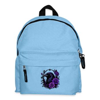 Nachtkrähe mit violetten Rosen - Kinder Rucksack - Hellblau - Vorne