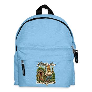 Schrebergarten König Gartenlaube Gartenzwerg Humor - Kinder Rucksack - Hellblau - Vorne