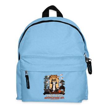 Zen Cat Meditates Amid Notifications - Kids' Backpack - light blue - Front
