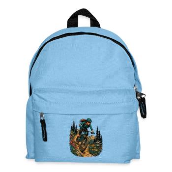 MTB Frau Trail Blumen Berge Bikerin Natur Outdoors - Kinder Rucksack - Hellblau - Vorne