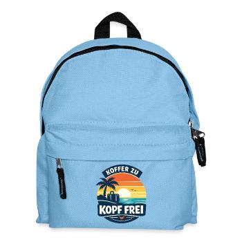 Koffer zu Kopf frei Urlaub am Meer - Kinder Rucksack - Hellblau - Vorne