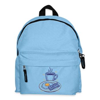 Petit-déjeuner : brunch drôle, café, bacon, nourriture - Sac à dos Enfant - bleu clair - Devant