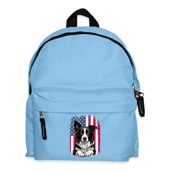 Chien de berger border collie patriotique du drapeau américain - Sac à dos Enfant - bleu clair - Devant