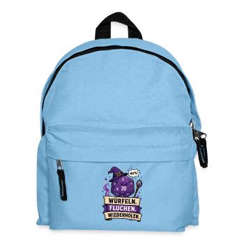 Würfeln Fluchen Wiederholen Shirt - Kinder Rucksack - Hellblau - Vorne