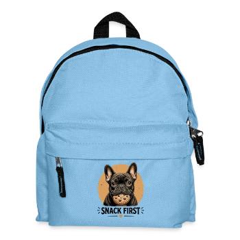 Snack First French Bulldog Funny Dog - Kids' Backpack - light blue - Front