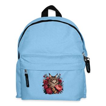 Cat portrait in a circle of flowers - Kids' Backpack - light blue - Front