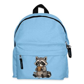 Cuddly raccoon with biscuit - Kids' Backpack - light blue - Front